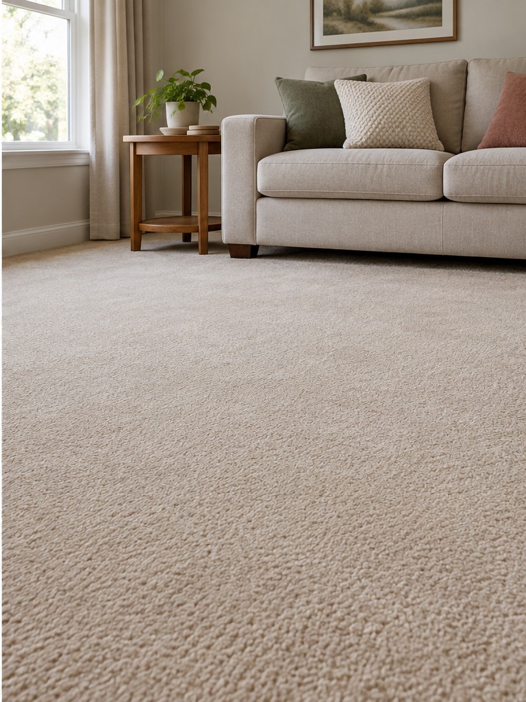 Illustrative cleaned carpet in a living room